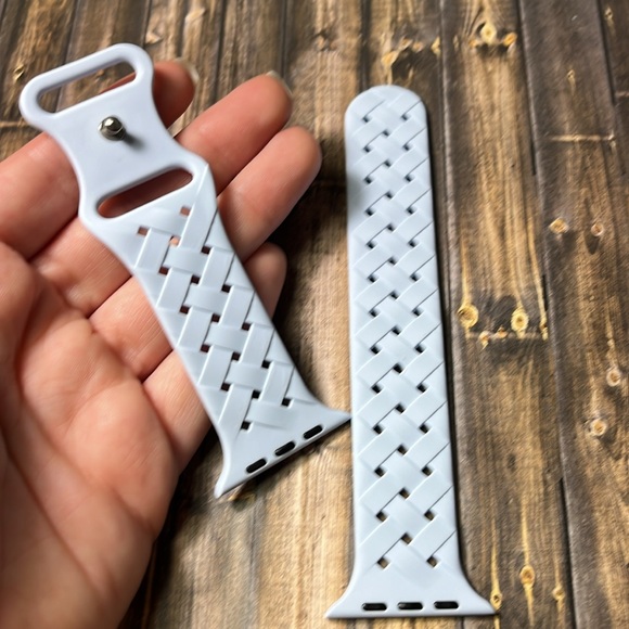 5for$10 Eggshell Baby Blue 42mm/44mm/45mm S/M adjustable Apple Watch Bands Woven - Picture 5 of 5